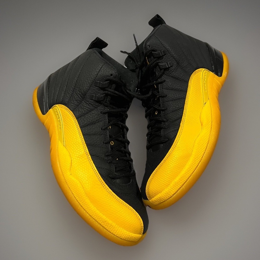 Mens University Gold Air Jordan 12 Retro 130690-070-Black Shoes Sneakers 10.5